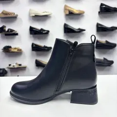 Ghete Dama negre, elastic lateral, toc gros 6670 — poza 2