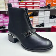 Ghete Dama negre cu toc gros si catarama, comode 03 — poza 1