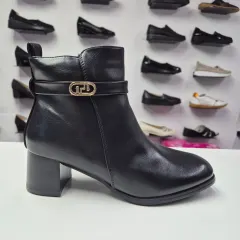 Ghete Dama negre cu toc gros si catarama, comode 520 Negru — poza 2