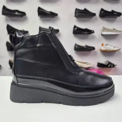 Ghete Dama negre cu elastic si fermoar, comode 518 Negru — poza 2