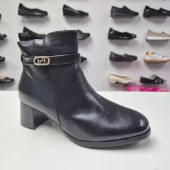 Ghete Dama negre cu toc gros si catarama, comode 520 Negru — poza 1