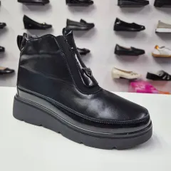 Ghete Dama negre cu elastic si fermoar, comode 518 Negru — poza 1